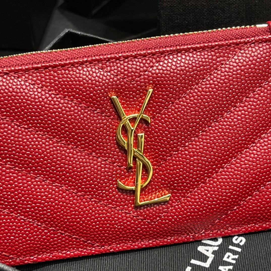 YSL 新品卡包_紅色金扣