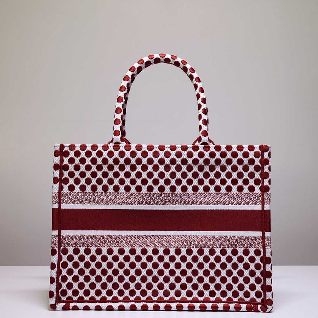 Dior Book Tote-小號36.5cm-紅色波點