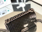Chanel Leboy Mini-黑色胎牛皮-復古銀扣