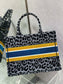 Dior Book Tote-小號36.5cm-絲絨豹紋-黃