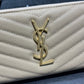 YSL 拉鍊長夾 杏色金扣