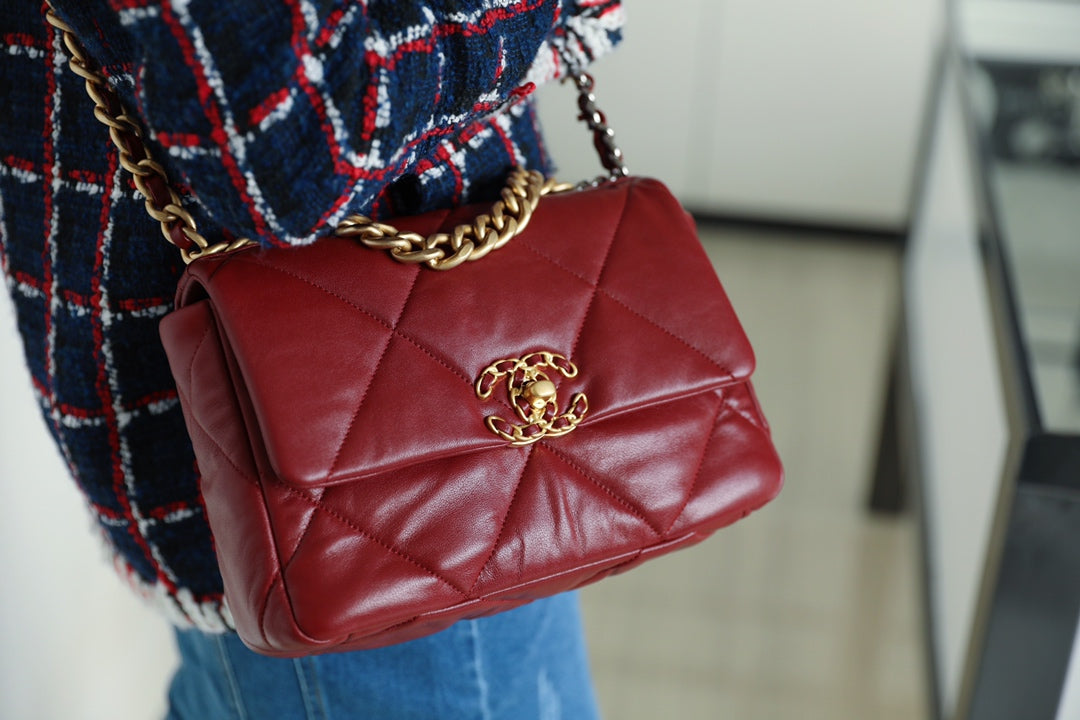 Chanel 19Bag-小號棗紅色