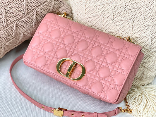 Dior Caro 大號28cm-裸粉小牛皮