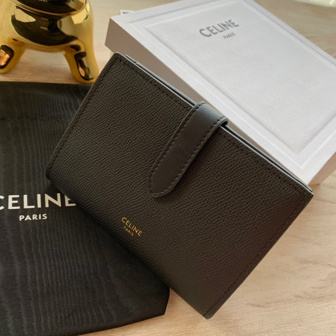Celine 中夾-STRAP粒面小牛皮錢包