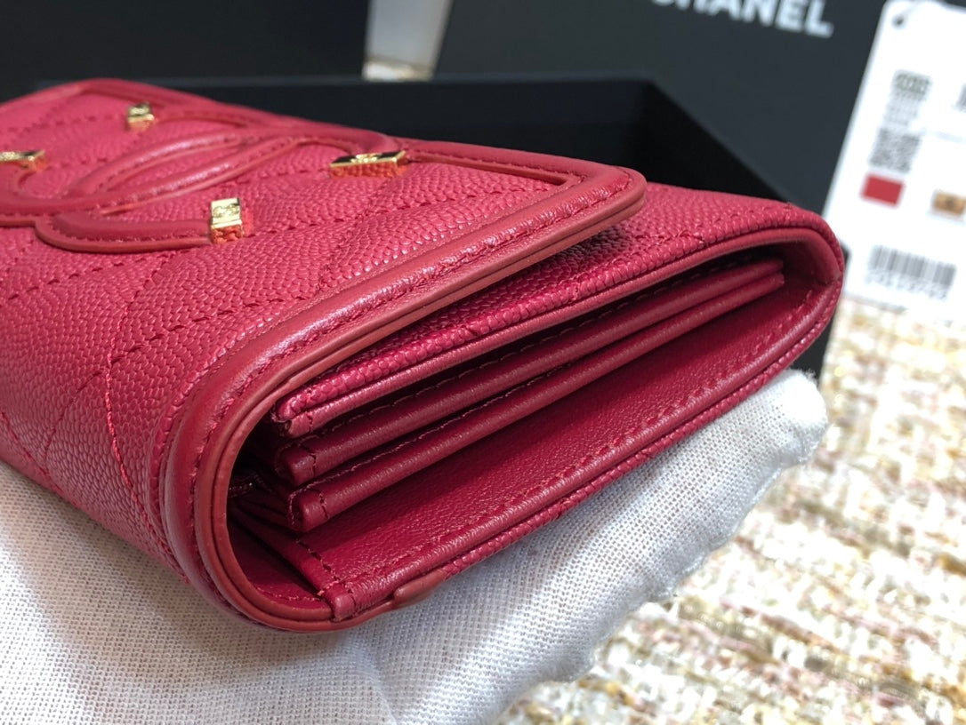 Chanel 復古CC荔枝牛皮-翻蓋中夾-復古五金