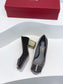 Salvatore Ferragamo鞋-菲拉格慕 VARA大蝴蝶結 絲絨面 金梅花跟 高跟鞋