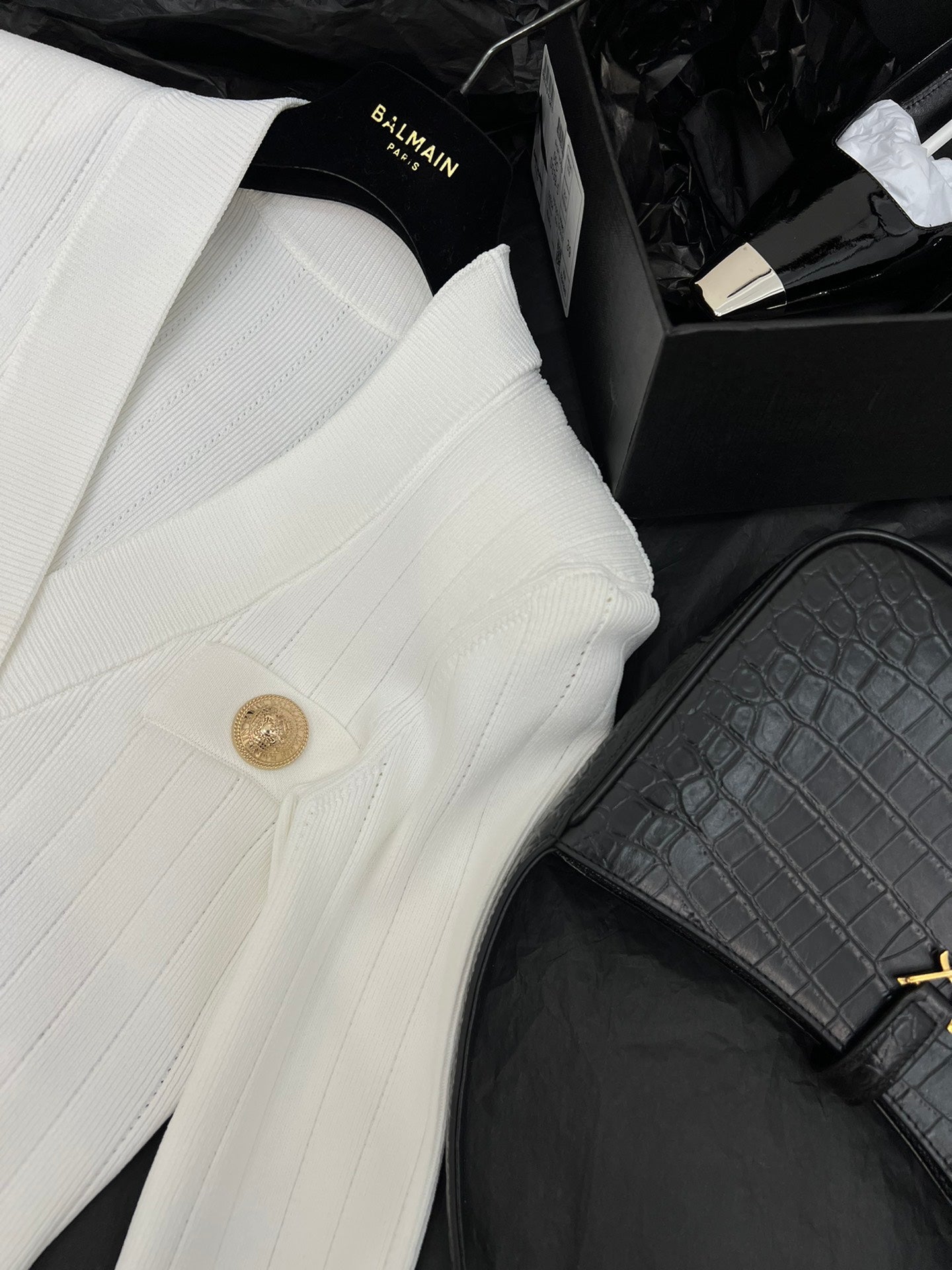 Balmain-22FW墊肩款針織開衫