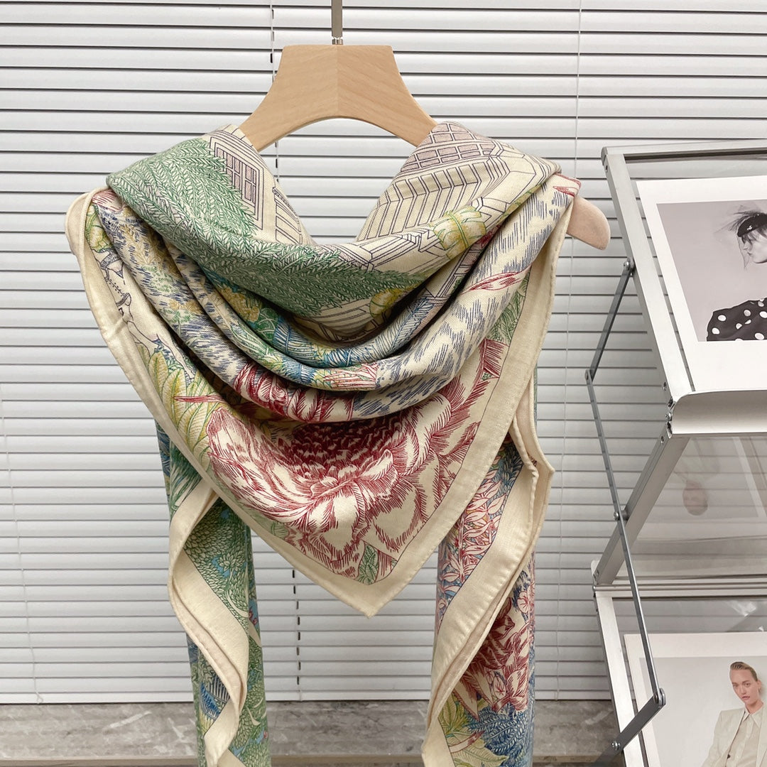 小愛款-雙面大絲巾 136cm-30%真絲70%羊毛