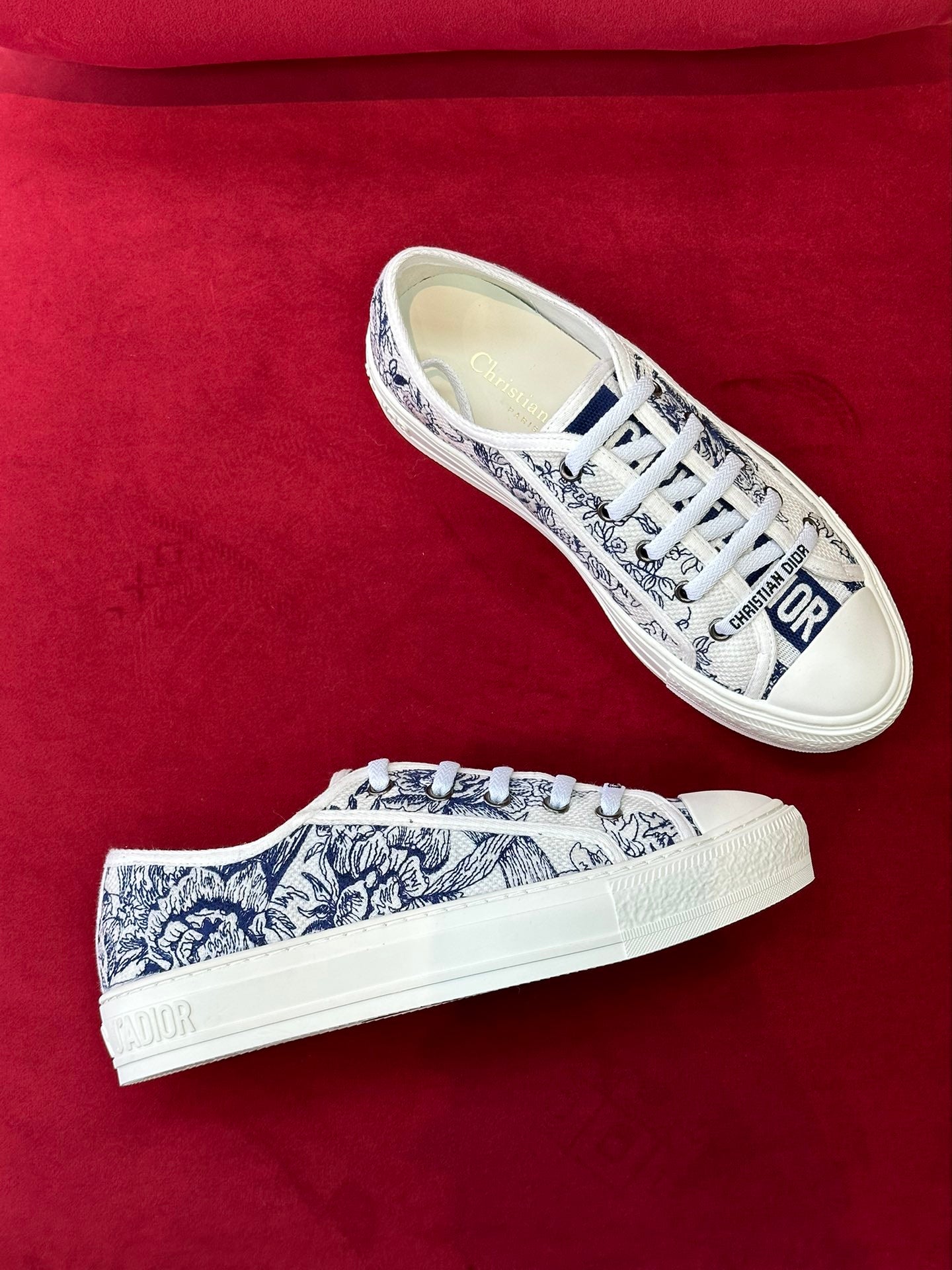 迪D家-2023春夏新顏色 刺繡板鞋 藍色
