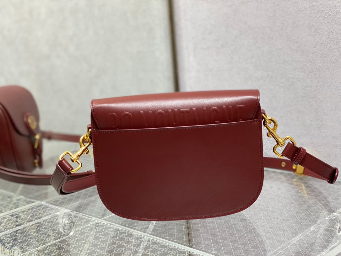 Dior Bobby-中號22cm-酒紅色牛皮