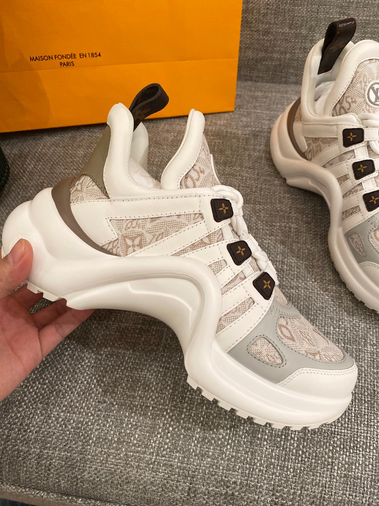 LV鞋-LV老爹鞋 拼接老花皮