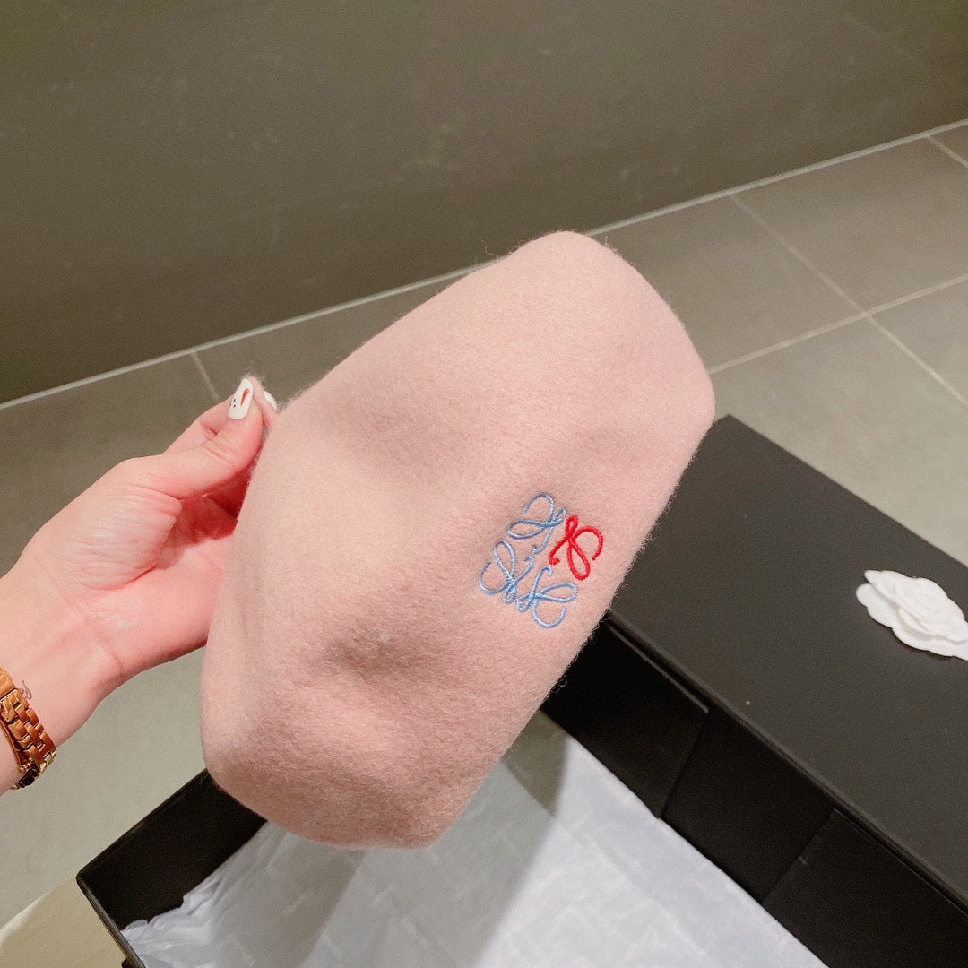 羅L威-羊毛貝雷帽 粉色