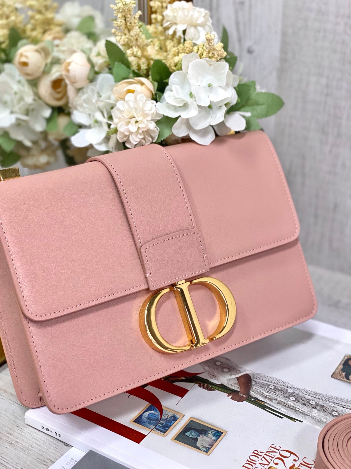 Dior 蒙田 30 Montaigne系列-24cm-牛皮平紋-粉色
