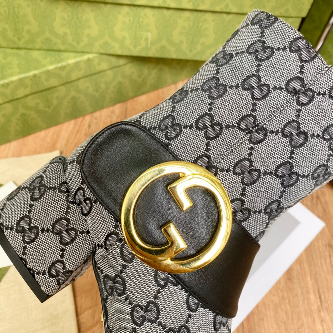 古G家-22ss 秋冬最新款 GG金扣經典短靴 老花
