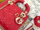 Dior-Mini Lady Dior手袋-三格黛妃-17cm -紅色金扣