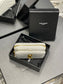 YSL 拉鍊短夾 白色金扣