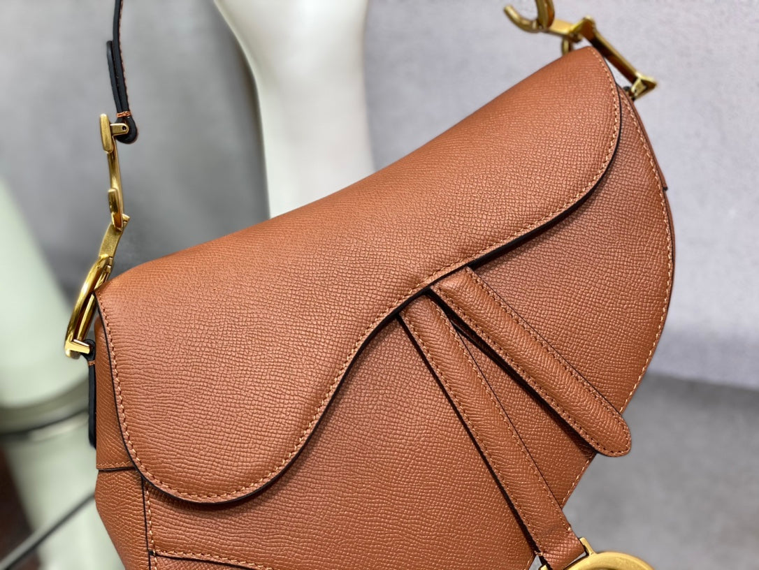 Dior Saddle 馬鞍包-手掌紋-大號焦糖棕色-25.5cm