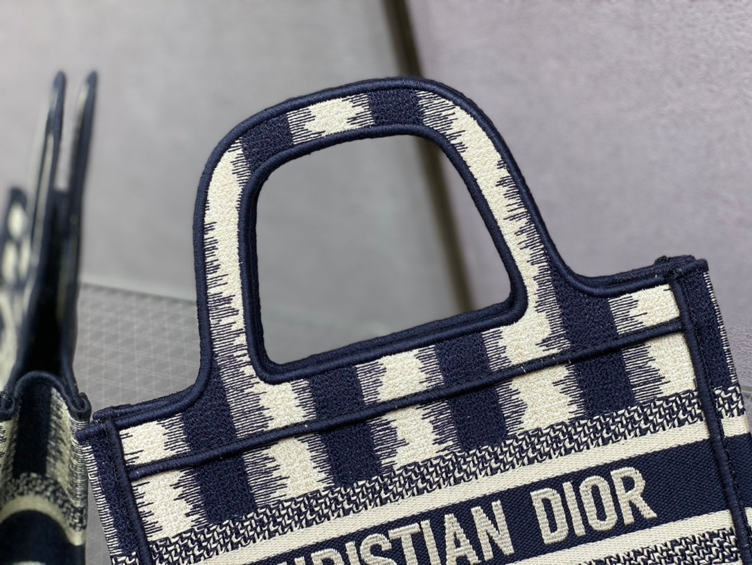 Dior Book Tote-Mini 23cm-深藍色條紋