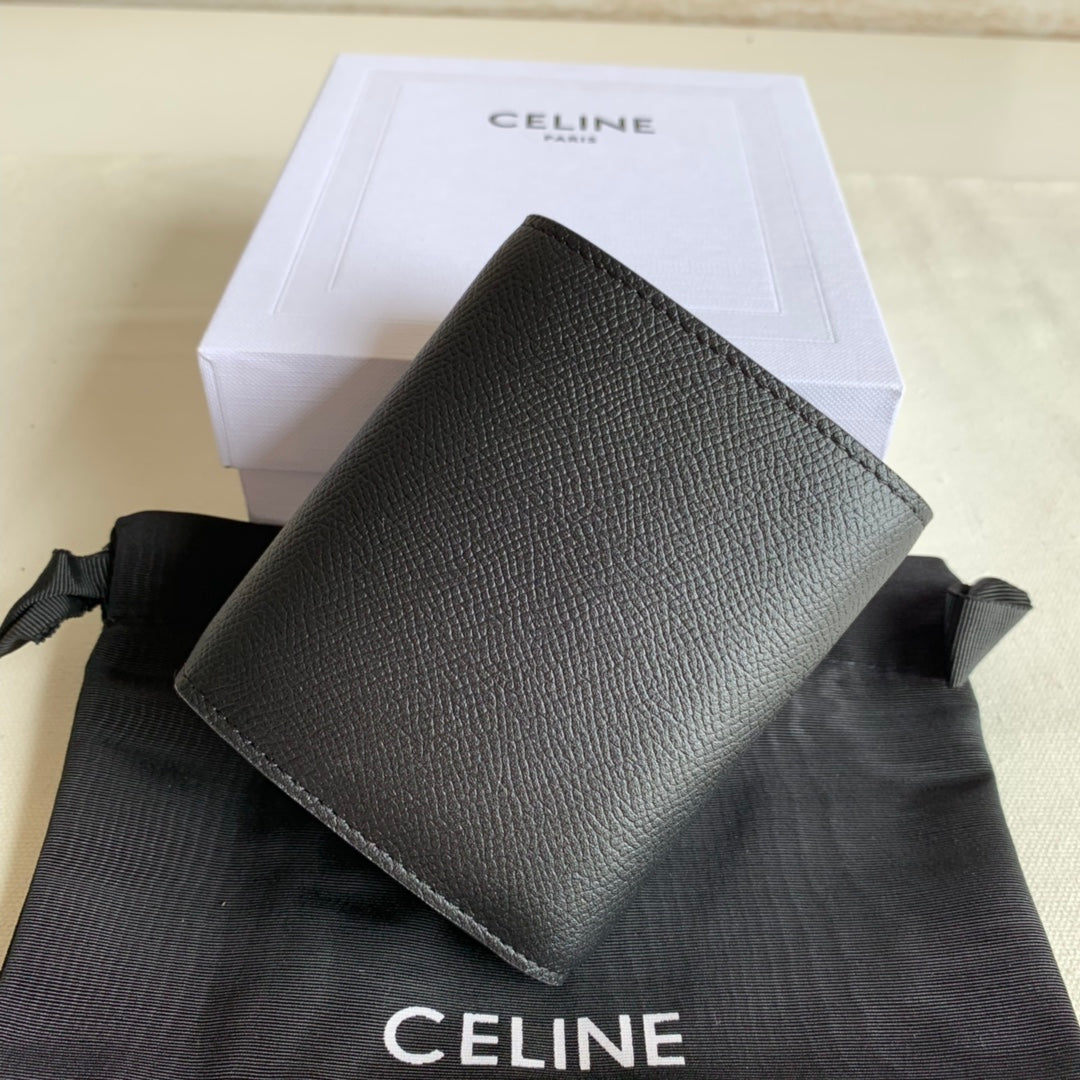 Celine 三折短夾-黑色掌紋