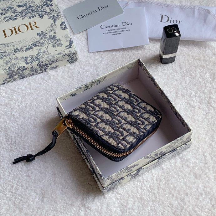 Dior 老花拉鍊卡包／零錢包