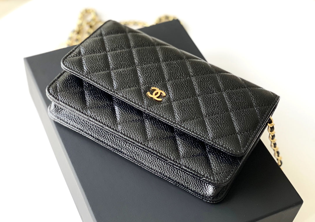 小香家-經典WOC-黑色荔枝皮金釦