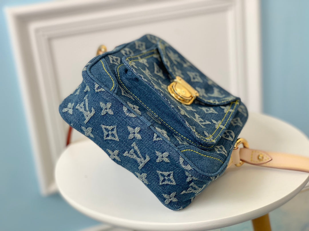 Lou-夏季牛仔新款 復古相機包