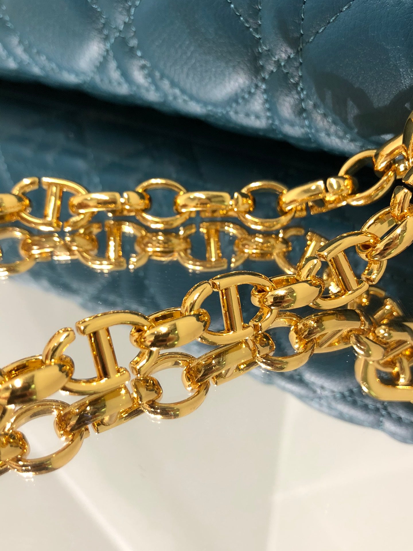 Dior Caro 大號28cm-深海藍小牛皮