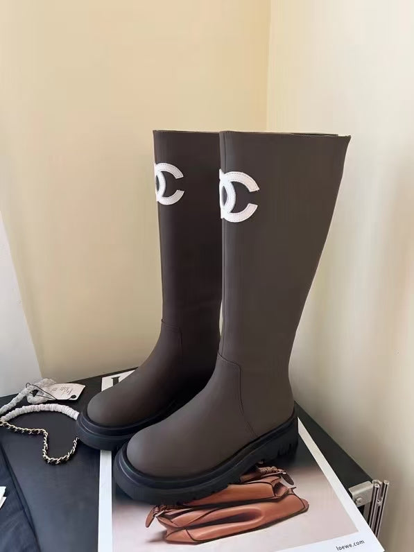 小香家-騎士靴羊毛款 咖色