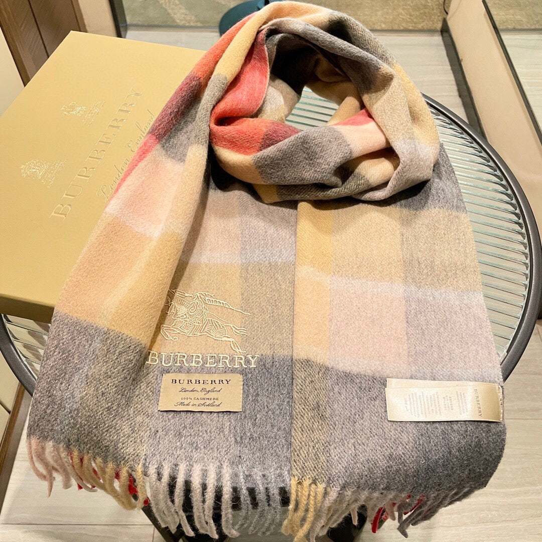巴B家-水波紋經典羊絨格子圍巾 32*180cm