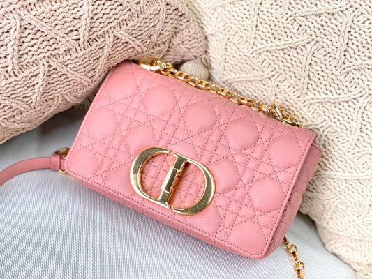 Dior Caro 小號20cm-粉色小牛皮