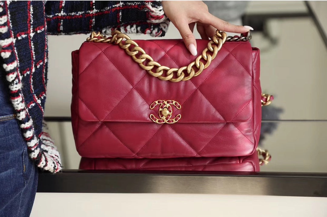Chanel 19Bag-中號寶石紅