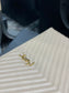 YSL 提花拼接文件手拿包-杏色金-36cm