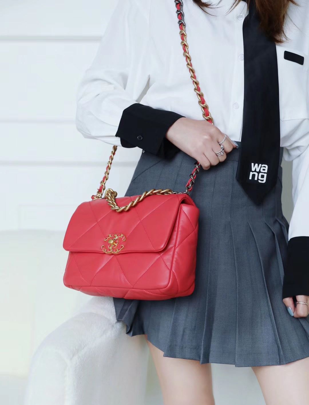 Chanel 19Bag-小號珊瑚紅