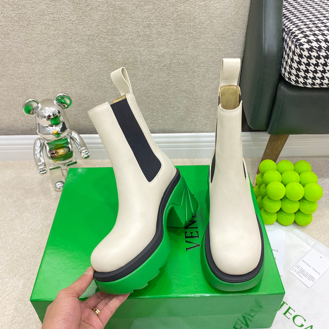 BV鞋-BV 白綠配色 厚底靴