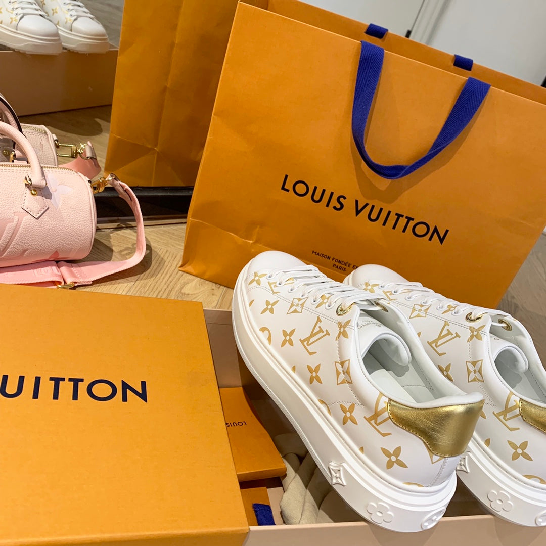 LV鞋-LV 小白鞋 金色