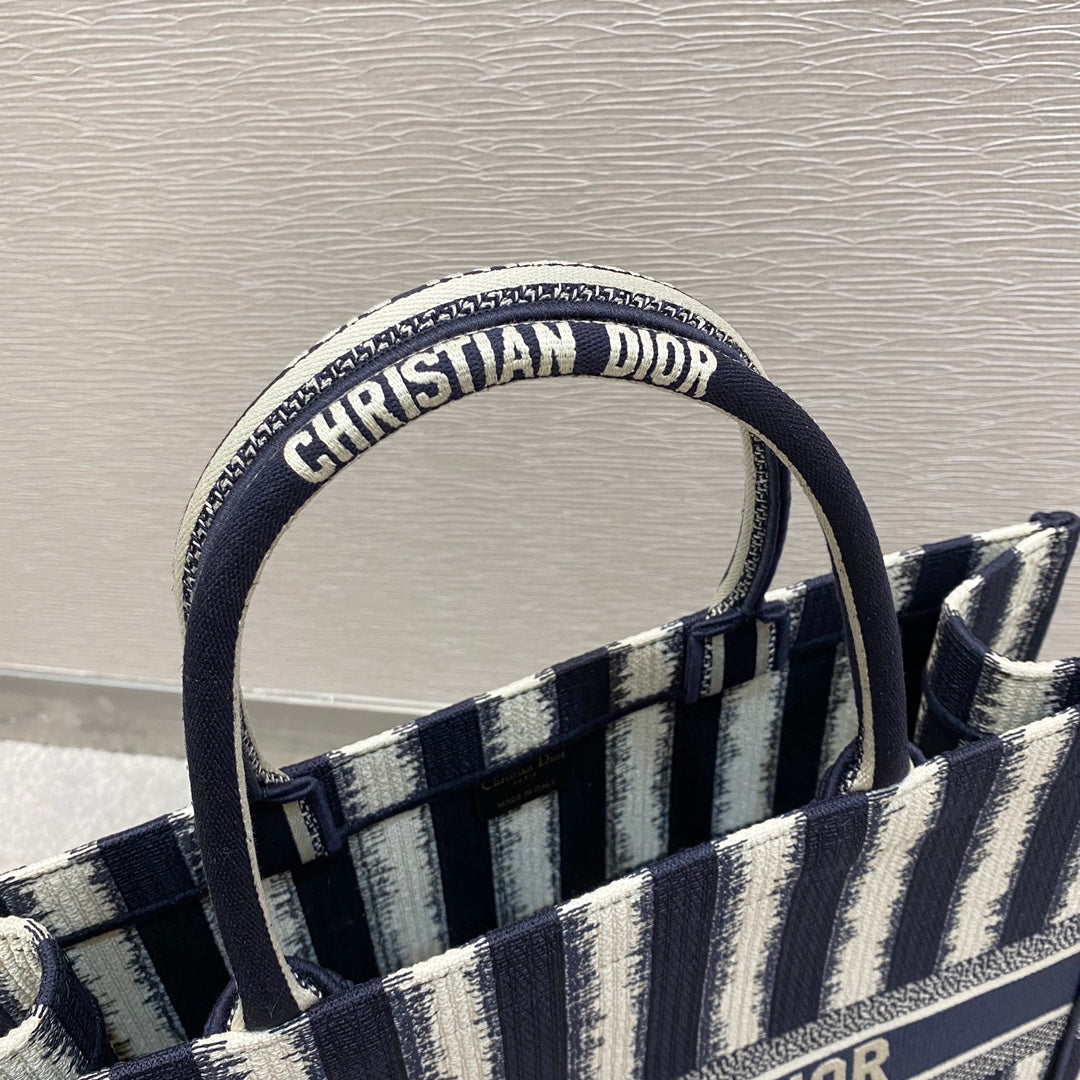 Dior Book Tote-大號41.5cm-深藍條紋