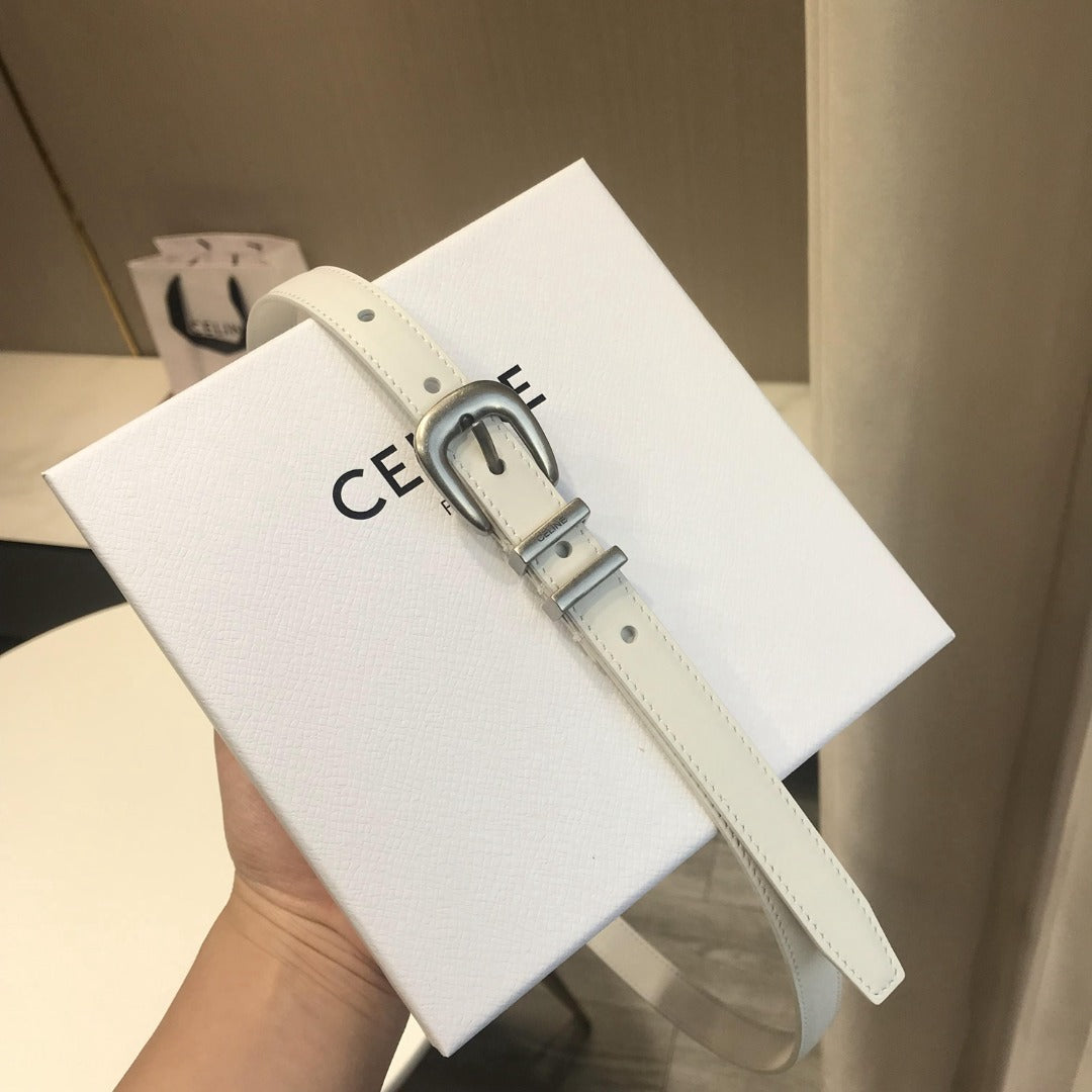 賽C家-白色銀扣皮帶-1.8cm