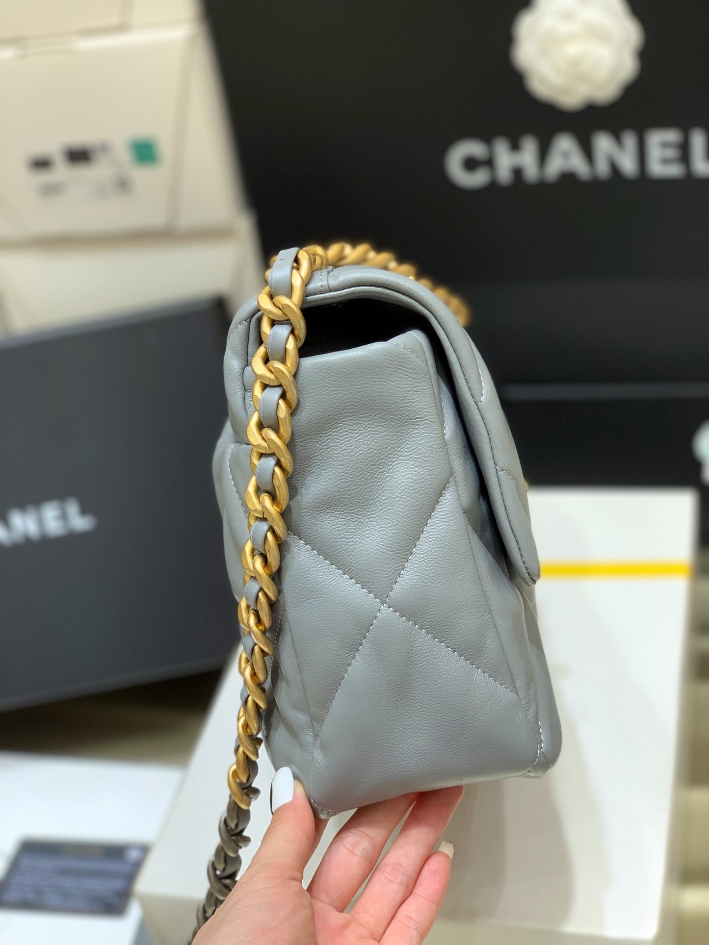 小香家-19Bag 灰色金扣 中號