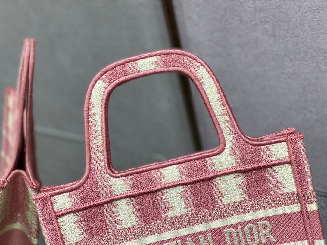 Dior Book Tote-Mini 23cm-粉色條紋