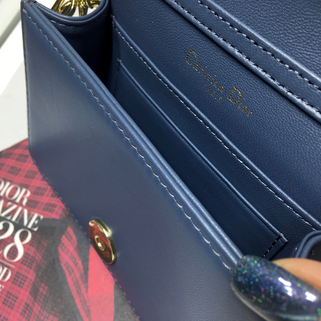 Dior Lady Dior Nano 鏈條卡包／腰包-牛仔藍