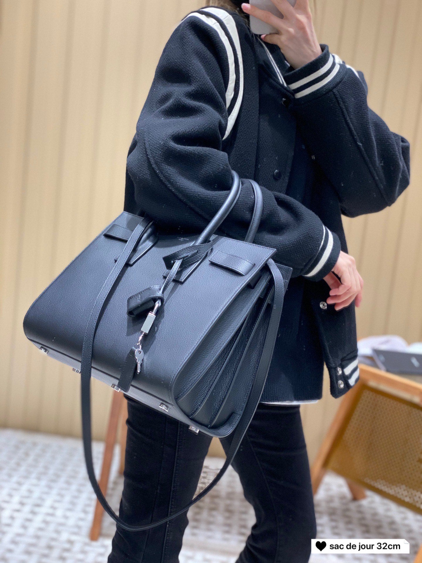 聖Y羅-sac de jour 風琴包山羊紋 黑色 32cm