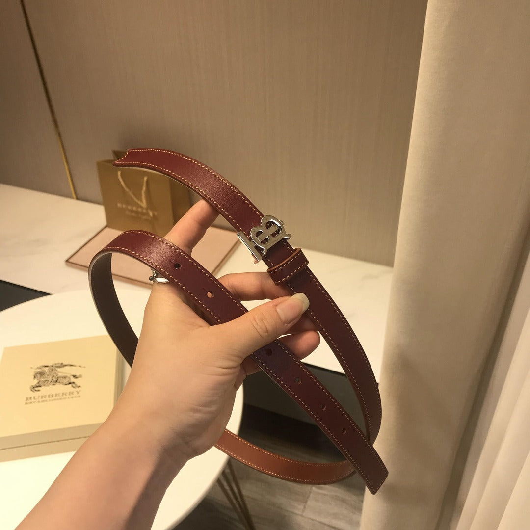 巴B家-咖色銀扣皮帶-2.0cm