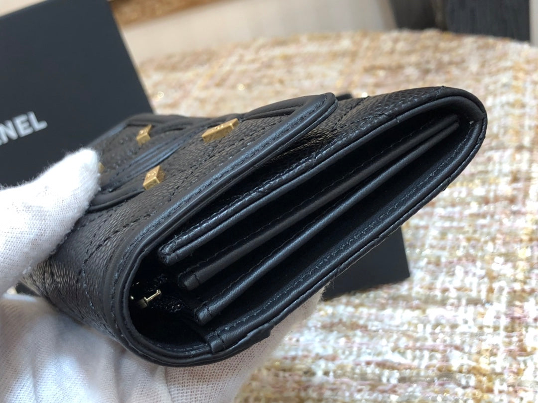 Chanel 復古CC荔枝牛皮-翻蓋中夾-復古五金