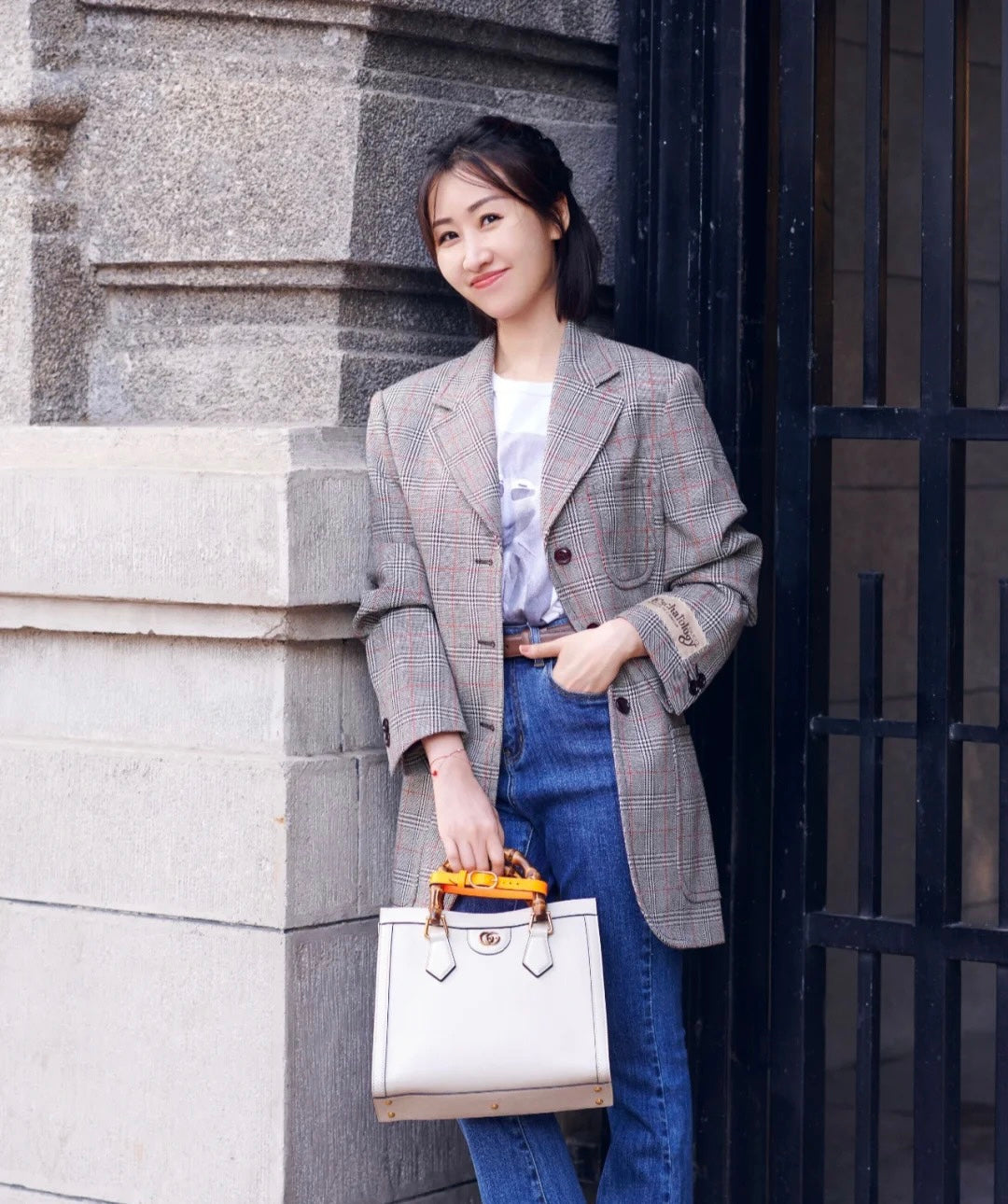 古G家-Diana 小型手提袋-復古竹節托特包 27*24*11cm