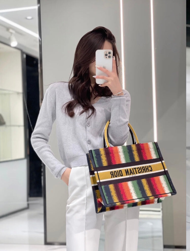 Dior Book Tote-小號36.5cm-多色條紋