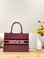 Dior Book Tote-小號36.5cm-紅色老花+天鵝絨