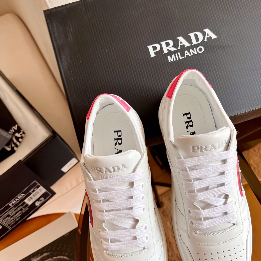 Prada鞋-Prada 粉色LOGO 小白鞋