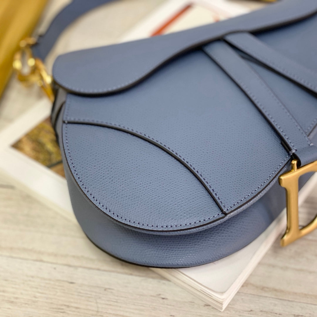 Dior Saddle 馬鞍包-手掌紋-大號海藍色-25.5cm