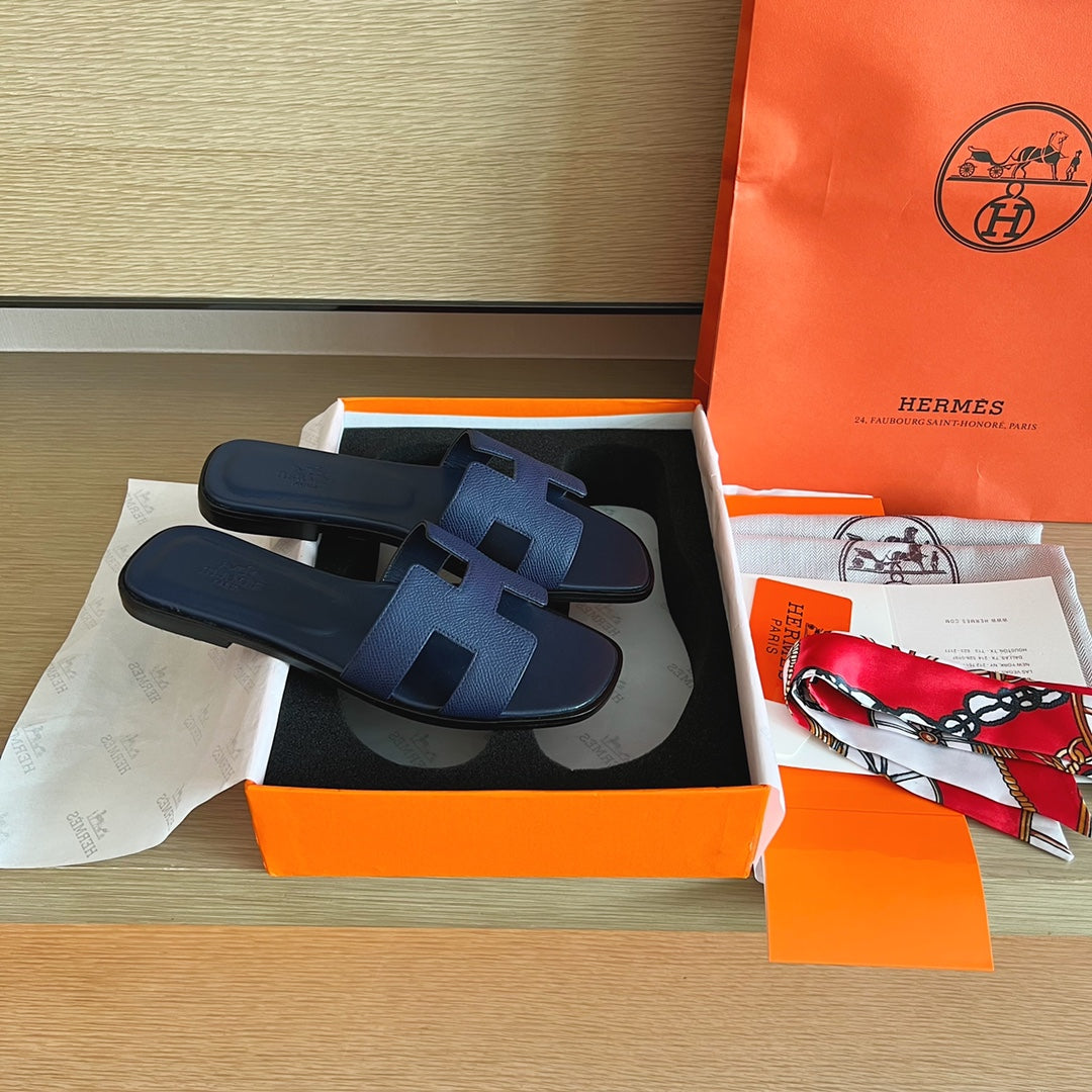 小愛款-H平底拖鞋 掌紋系列 全包中底