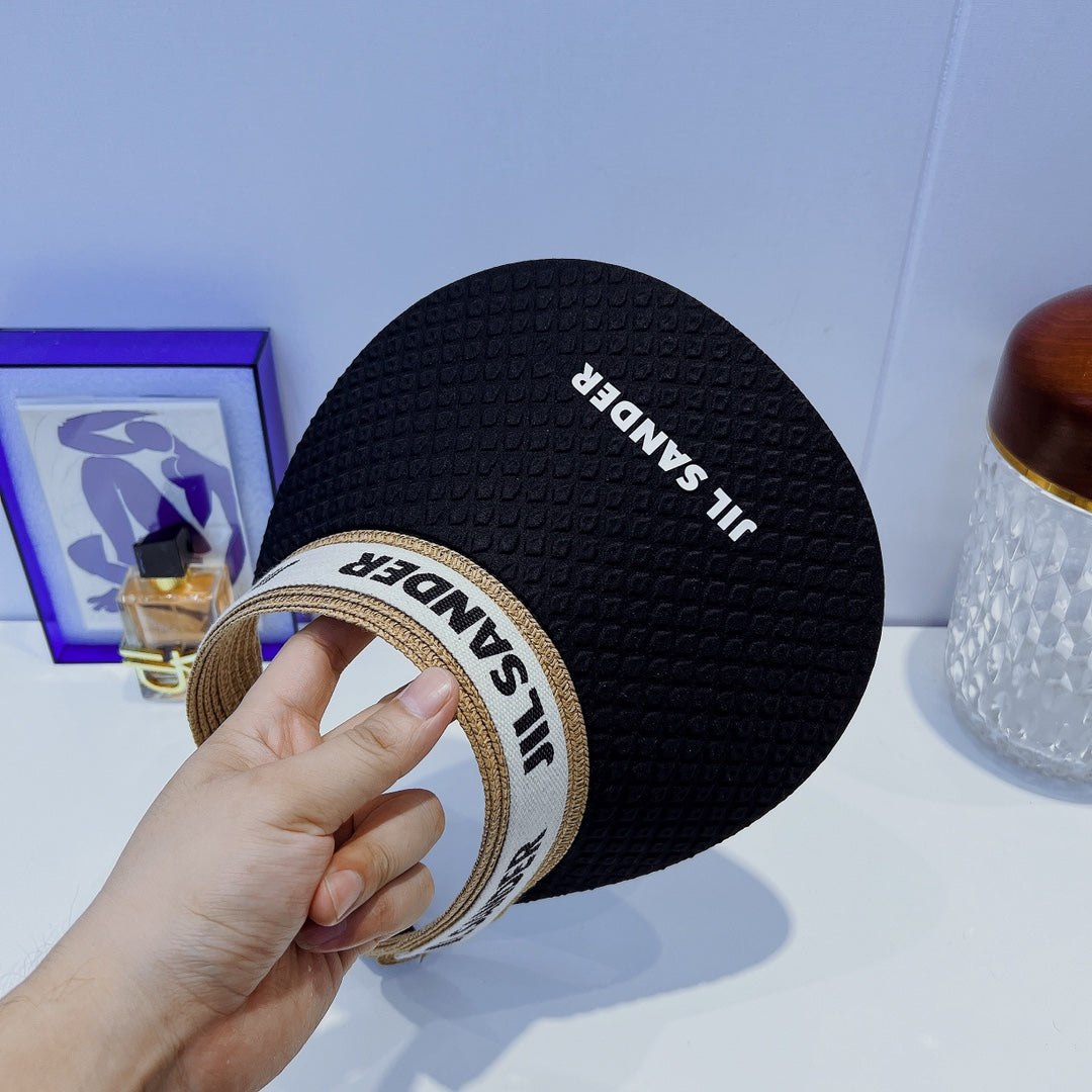JIL SANDER 織帶拼接防曬帽